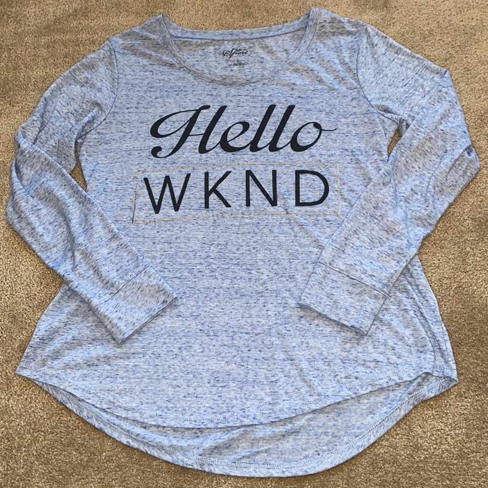 Style and Co. Sport Hello WKND long sleeve tshirt